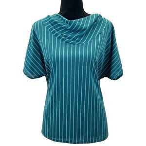 VINTAGE 80s Teal Striped Cap Sleeve Top